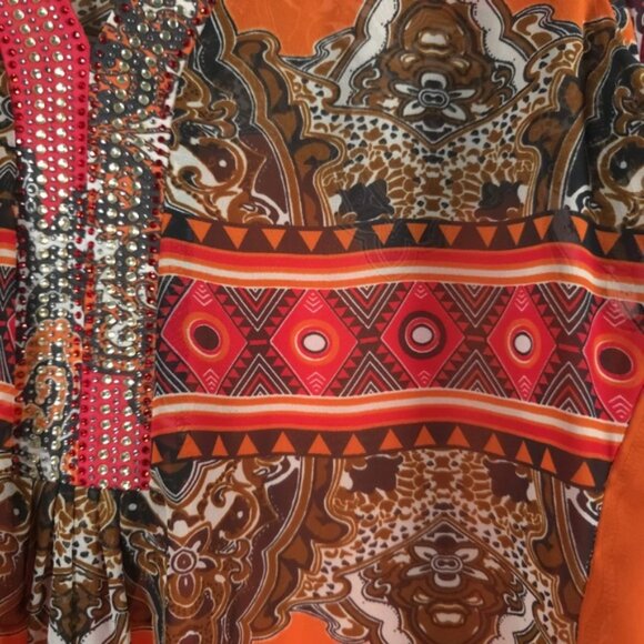 Joseph Ribkoff Bulgaria 🇧🇬 Made Semi Sheer Beaded Rhinestone V neck Top Size 4 - Picture 11 of 14